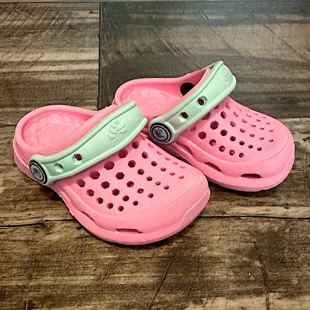 Kids Pink and Green Clogs